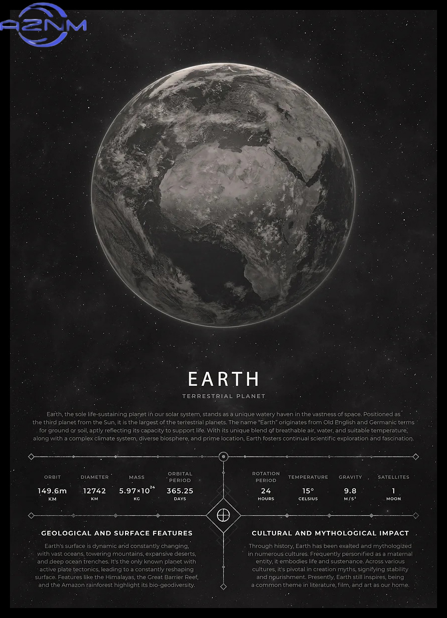 Star Map Poster - AZNM ملصق فضائي بتصميم عتيق، طباعة