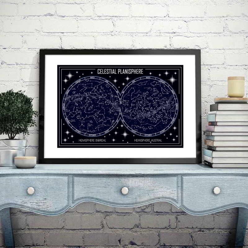 Star Map Poster - خريطة Planisphere السماوية قماش المشارك يطبع